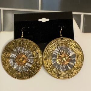 Ethnic/Tribal Woven Brass, Copper, Gold Earrings